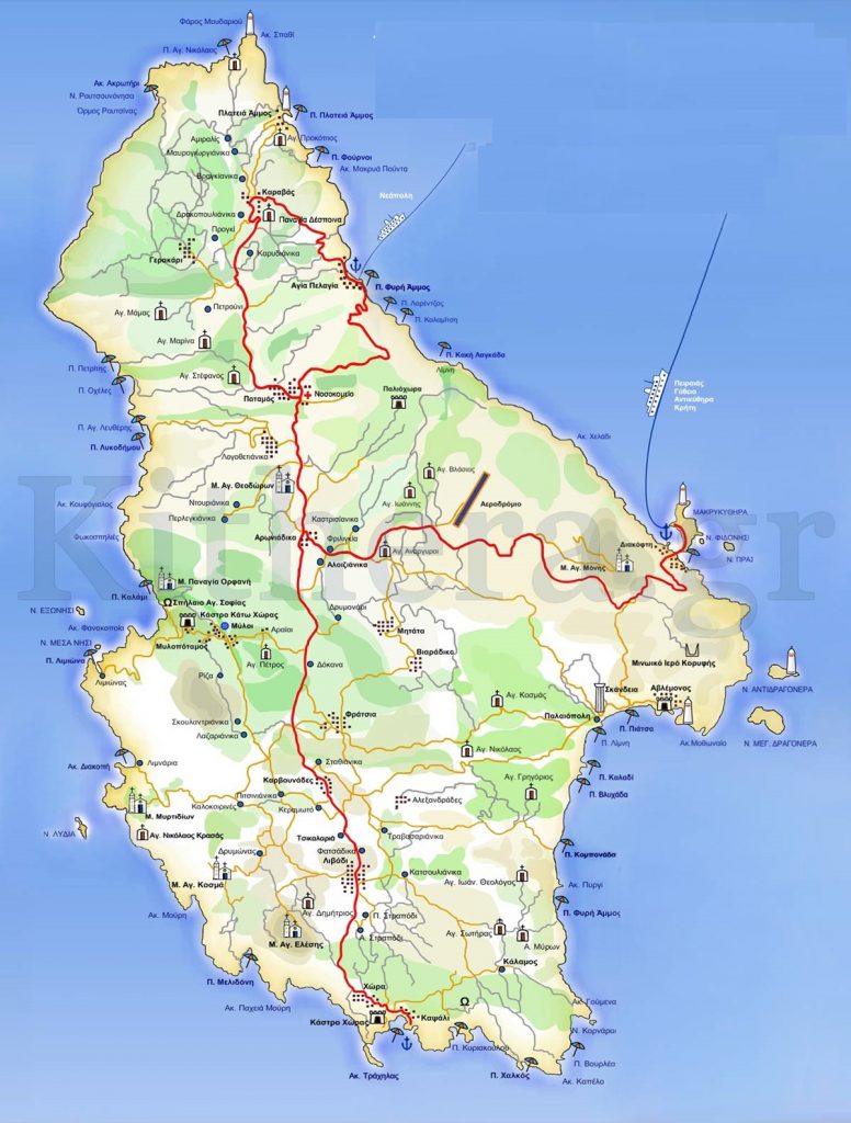 kythira-map - Boutique hotel Xenonas Fos ke Choros op Kythira